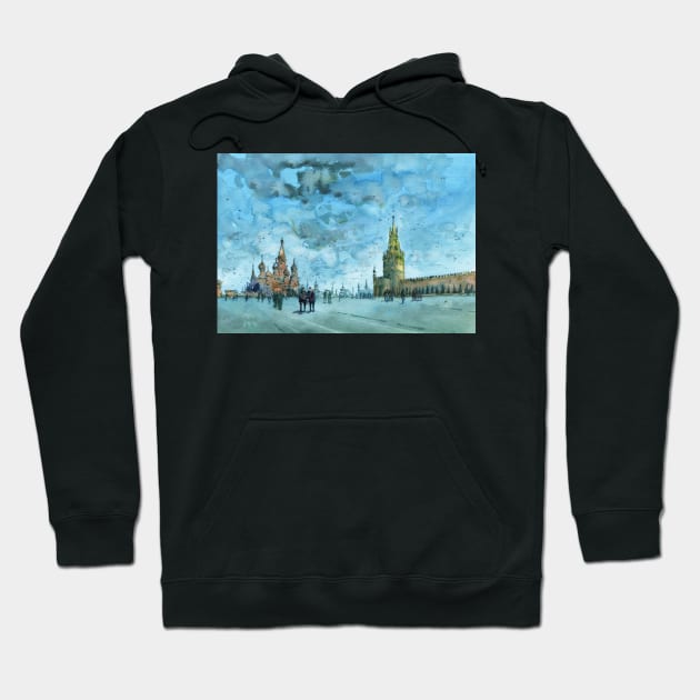 Russia - Red Square painting Hoodie by darrenyeoart